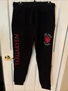 NWOT Black Game of Thrones Targaryen 'Fire and Blood' Jogger Sweatpants